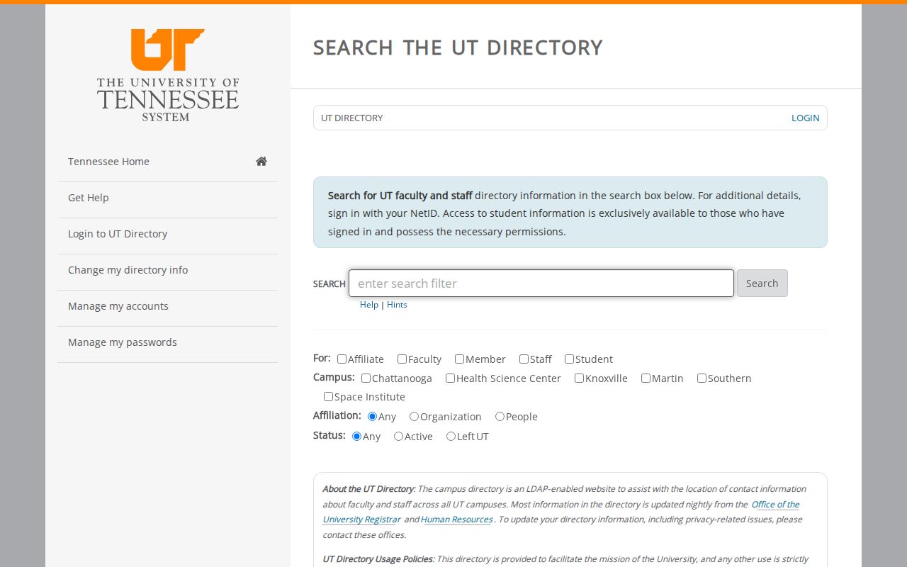 Knox County people directories University of Tennessee search