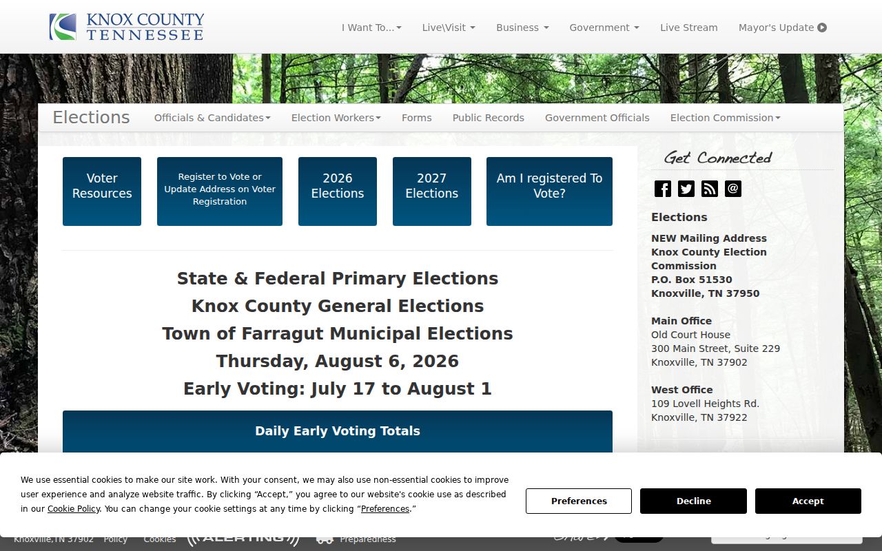 Knox County voter registration Election Commission services